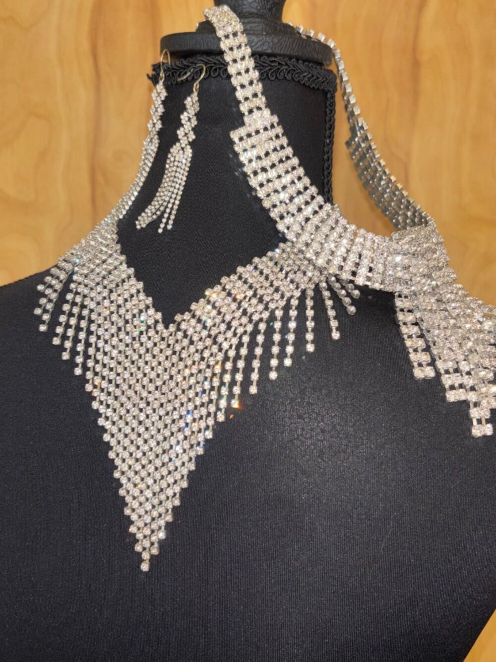 Cezanne Rhinestone Jewelry: Rainfall Fringe Necklace, Earrings & Overlay Collar